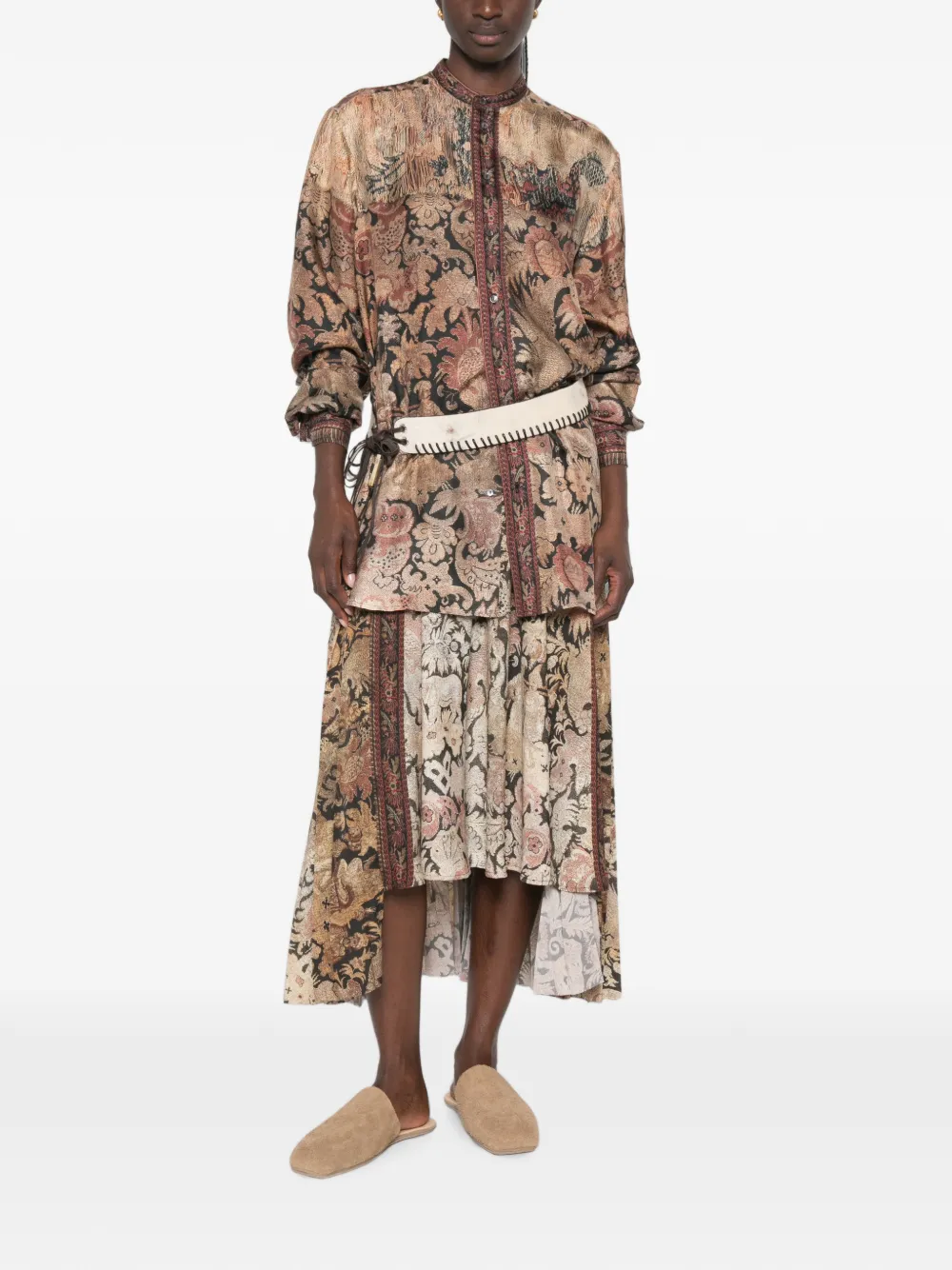 Pierre-Louis Mascia Maxi-plooirok met bloemenprint Beige