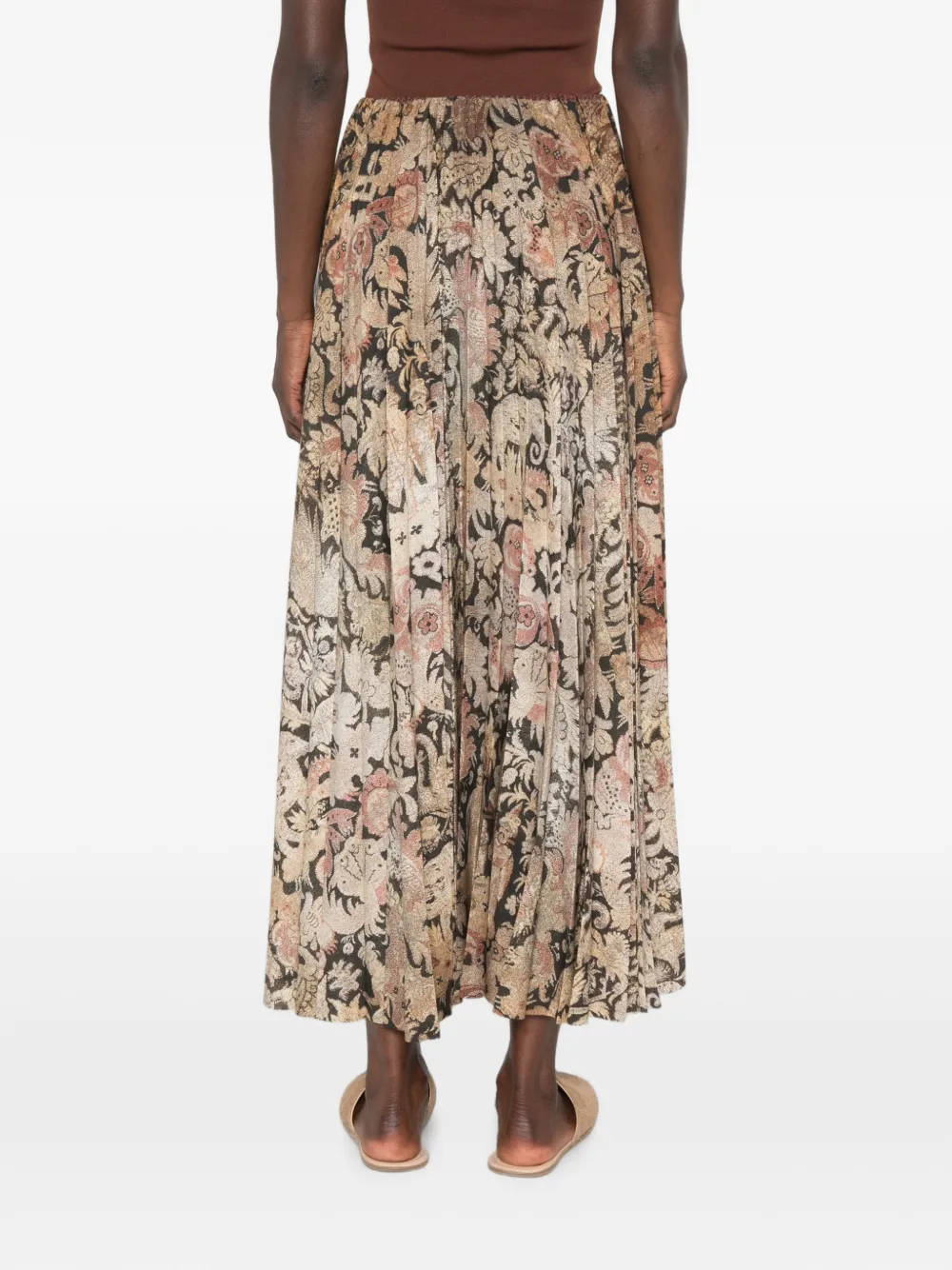 Pierre-Louis Mascia Maxi-plooirok met bloemenprint Beige