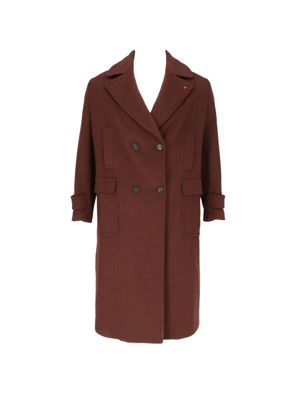 Isaia double-breasted notched-lapel coat - Marrone