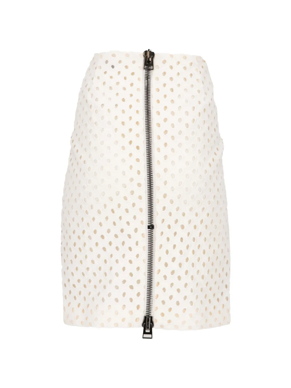 TOM FORD Kokerrok met geborduurde ringlets Wit