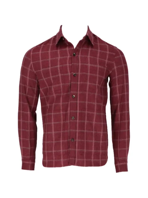 Isaia check-pattern button-up shirt