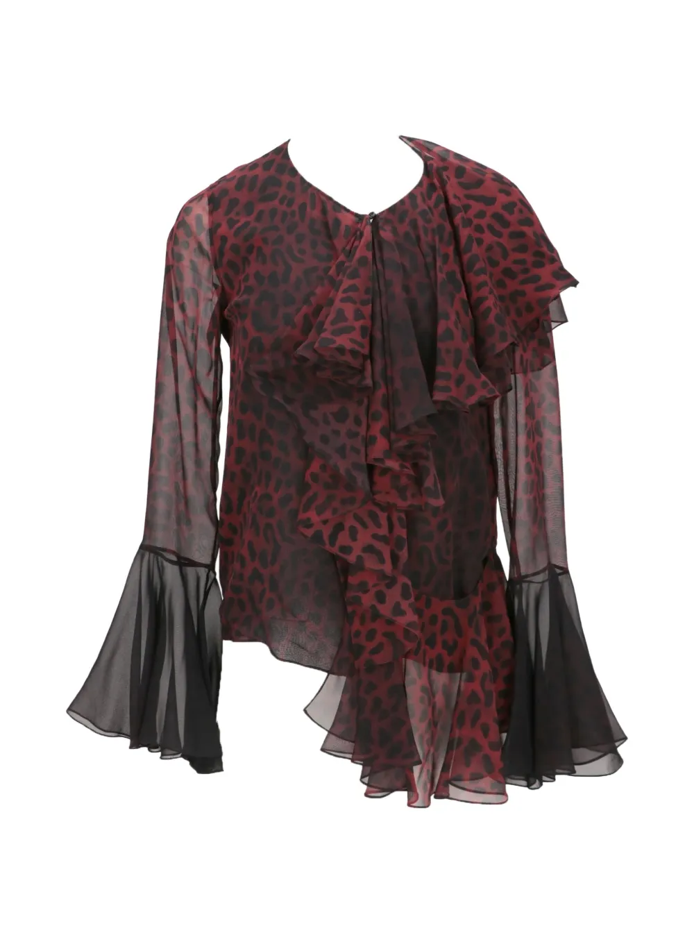 TOM FORD leopard-print ruffled blouse - Rot