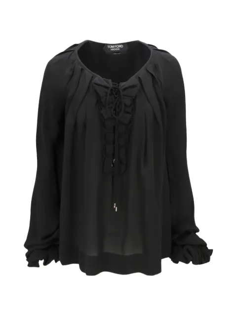 TOM FORD ruffle-trimmed lace-up blouse