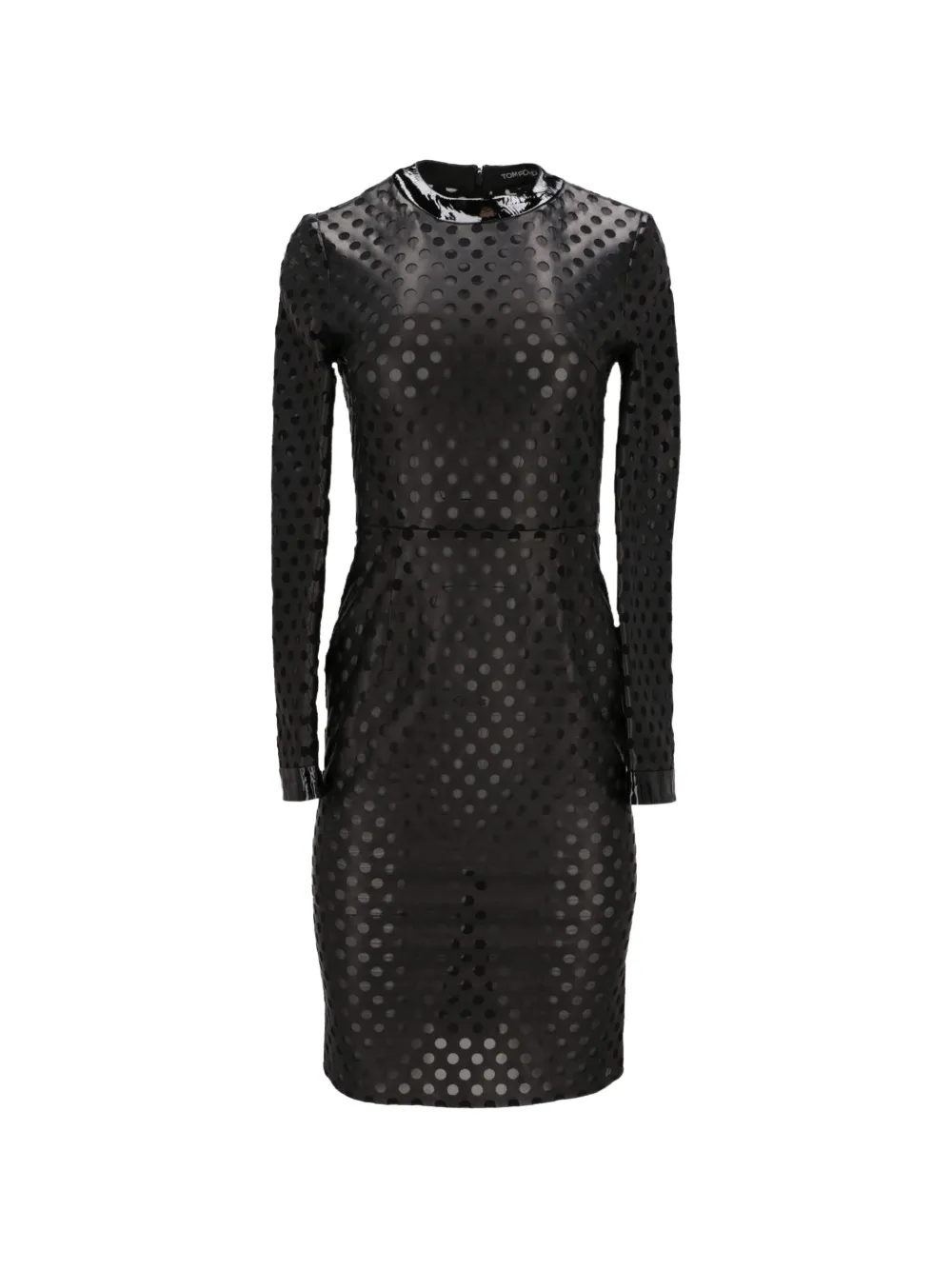 TOM FORD perforated-detail long-sleeve mini dress - Nero