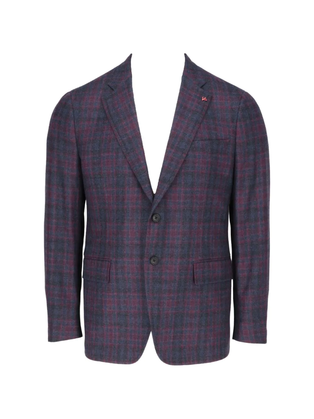 Isaia check-pattern notched-lapel blazer - Rosso