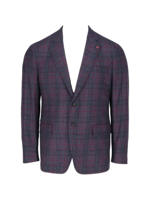 Isaia check-pattern notched-lapel blazer