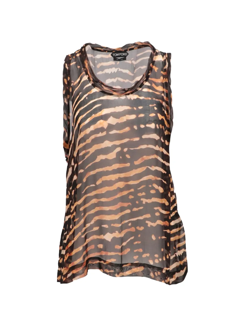 TOM FORD tiger-print sleeveless top - Marrone