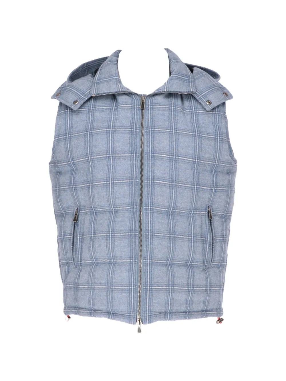 Isaia check-pattern hooded gilet - Blu
