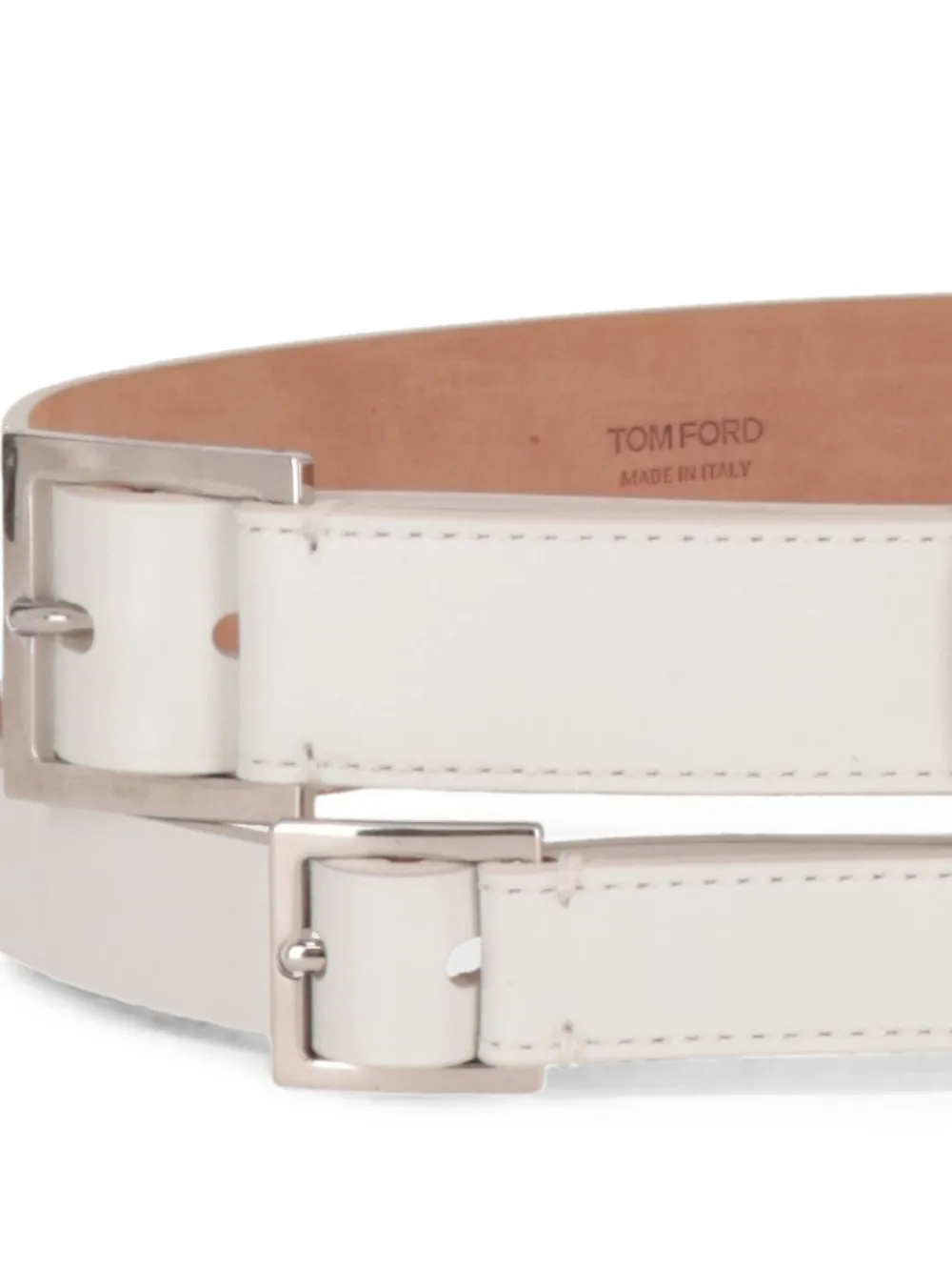 TOM FORD Riem met dubbele bandjes en gespsluiting Wit