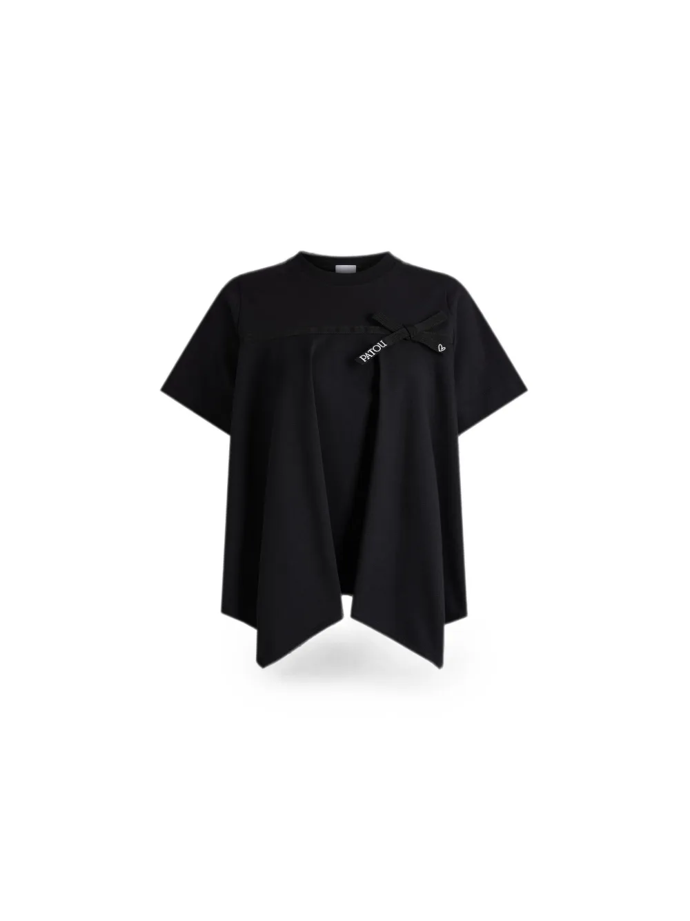 Patou Geplooid T-shirt met strikdetail Zwart