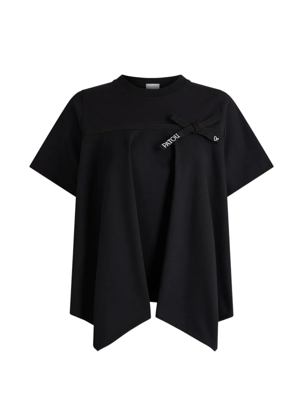 Patou draped bow-detail T-shirt - Nero