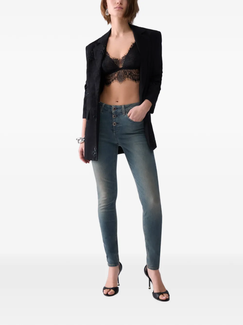 LIU JO Skinny jeans met knopen Blauw