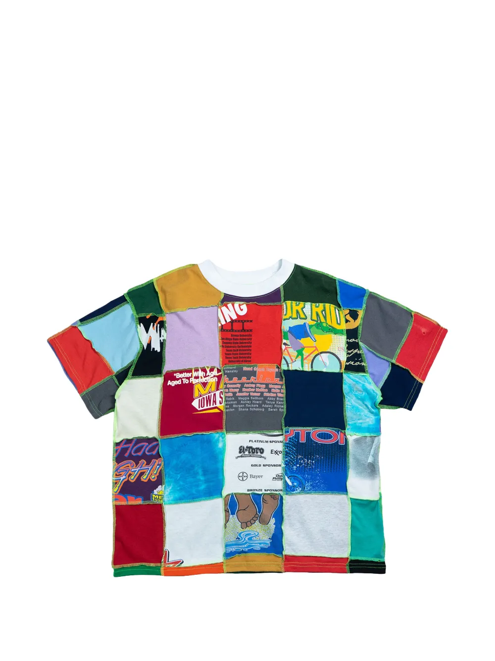 Better with Age patchwork-design T-shirt - Blu
