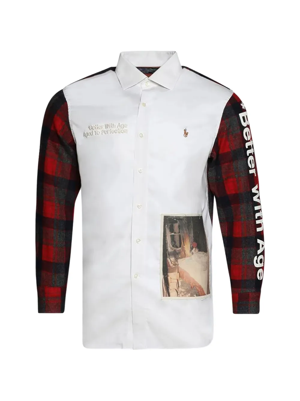 Better with Age patchwork-detailing flannel-sleeved shirt - Weiß