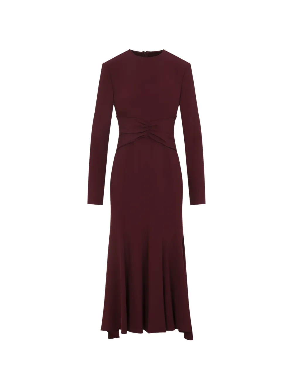 Alberta Ferretti midi ruched-waist long-sleeve dress - Rosso