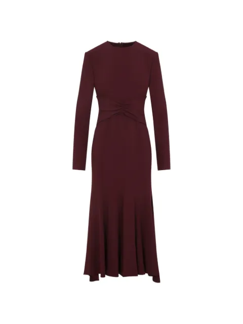 Alberta Ferretti vestido midi con cintura fruncida de manga larga