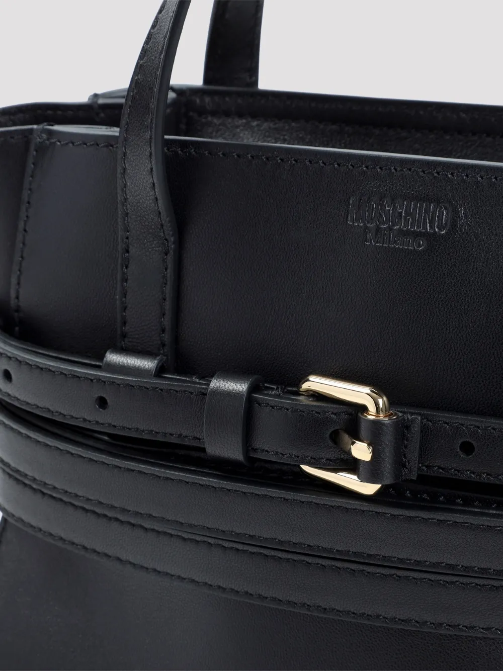 Moschino Leren shopper met gespdetail Zwart