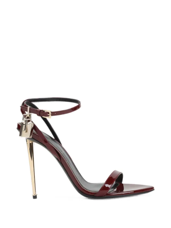 Tom Ford Patent Leather Padlock Pointy Naked Sandals in Red