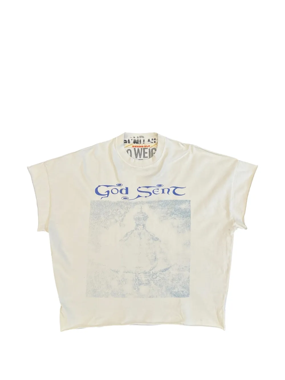 SECND SLF God Sent graphic-print cap-sleeve T-shirt - Bianco