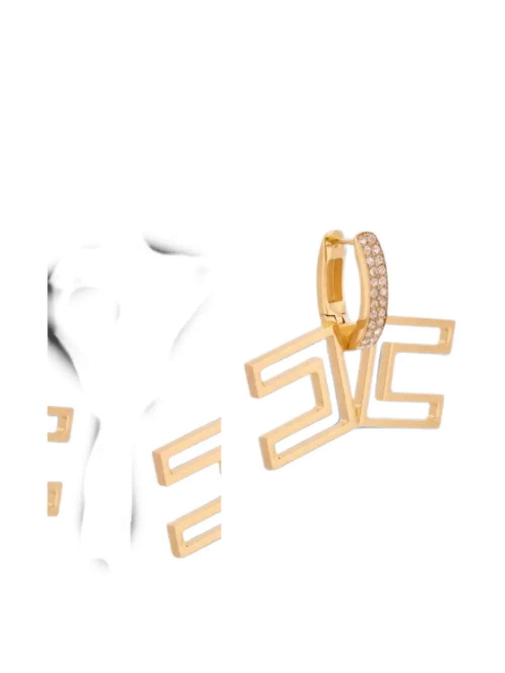 Elisabetta Franchi crystal-embellished logo-pendant earrings - Oro