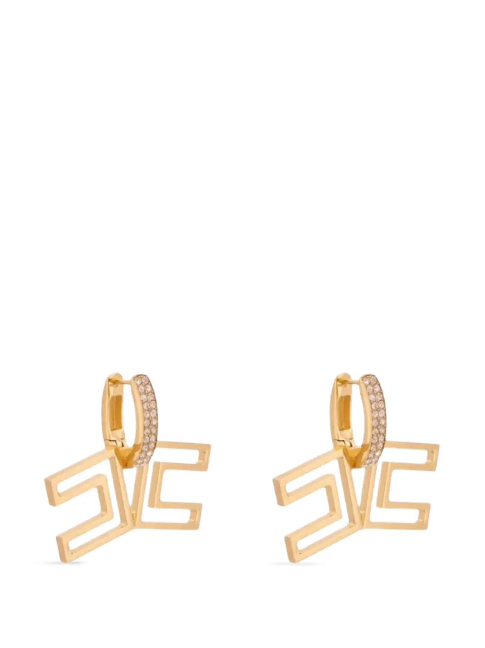 Elisabetta Franchi crystal-embellished logo-pendant earrings - Oro