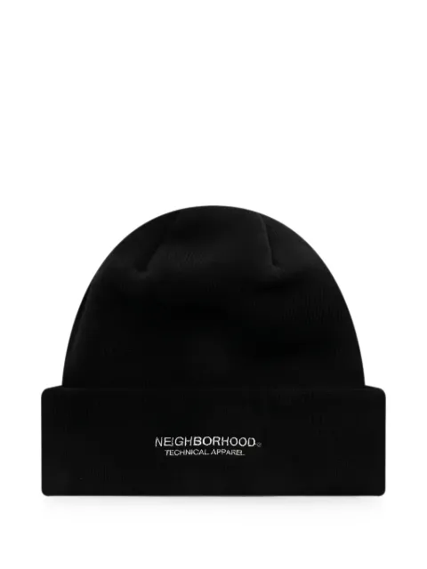 Neighborhood logo-embroidered beanie hat