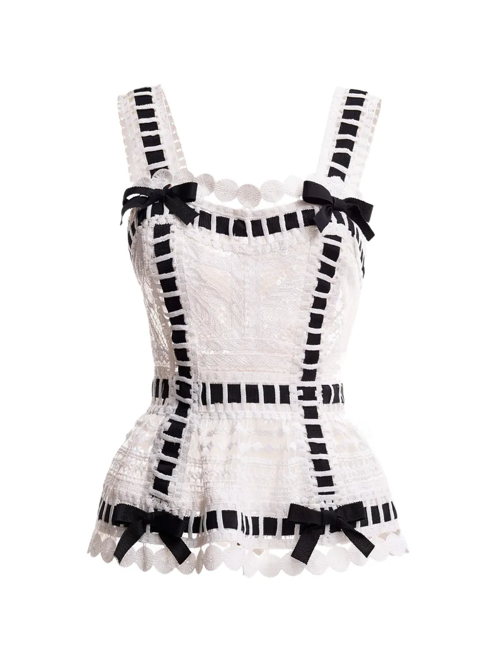 Gemy Maalouf ribbon-detail peplum corset - White