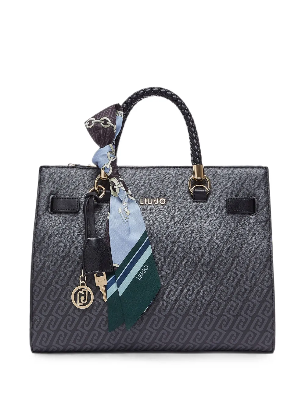 LIU JO medium satchel bag with scarf - Nero