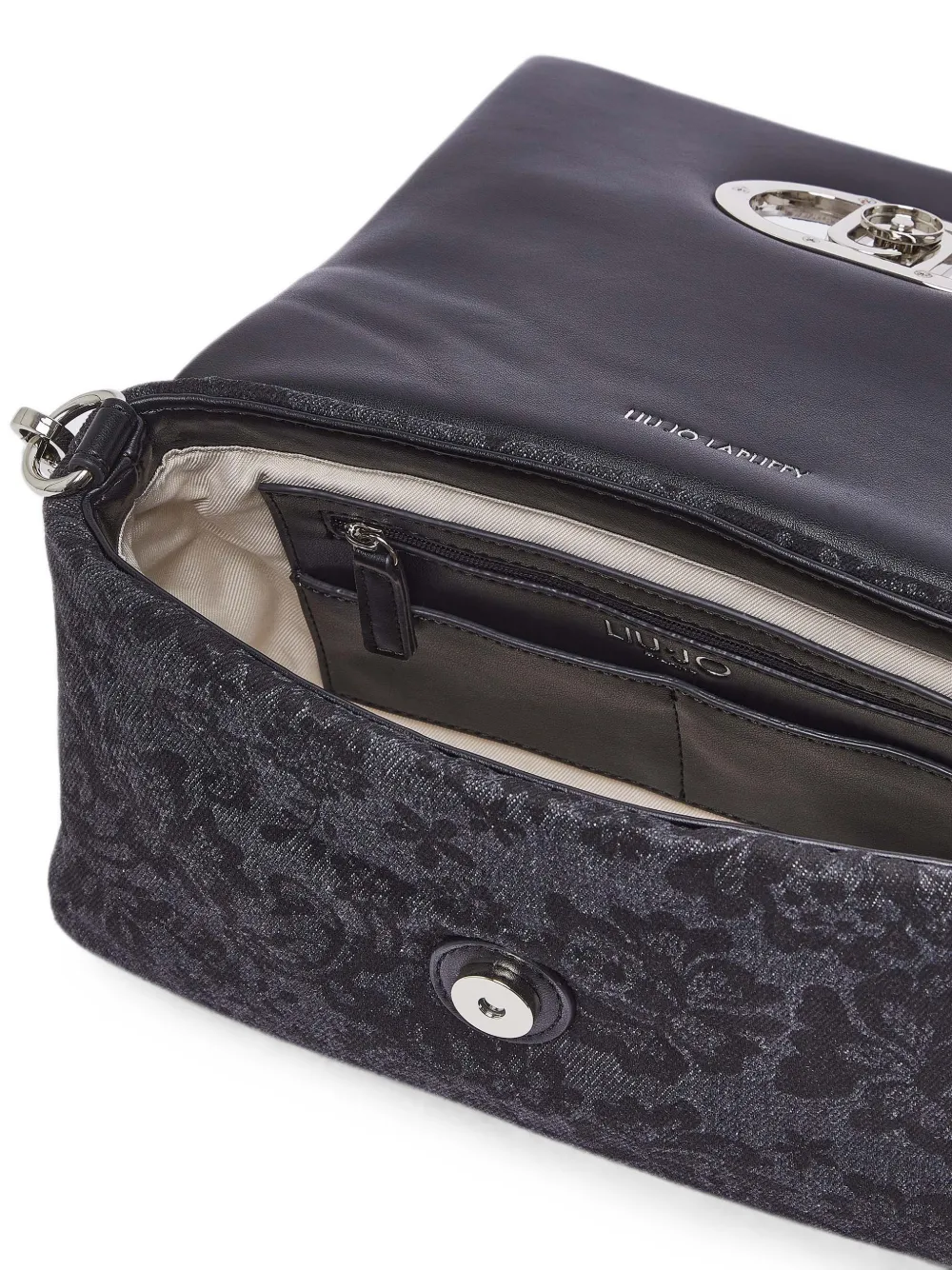 LIU JO Medium LaPuffy denim tas met print Grijs