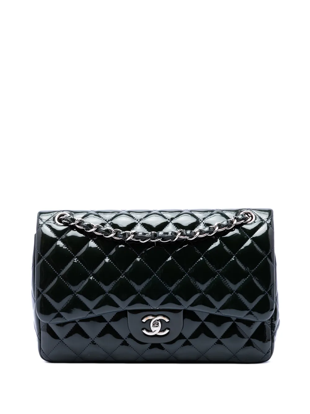 CHANEL Pre-Owned Borsa a spalla Classic Double Flap Jumbo con finitura lucida 2012-2013 - Blu