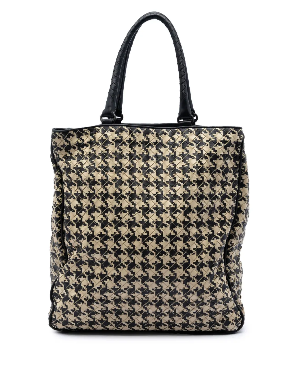 Bottega Veneta Pre-Owned 2009 Nappa Intrecciato Houndstooth Vertical tote bag - Black
