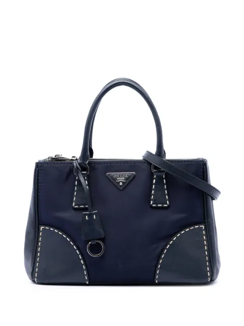 Prada Pre-Owned 2015-2026 Small Tessuto and City Calf Hand Stitched Galleria Double Zip satchel
