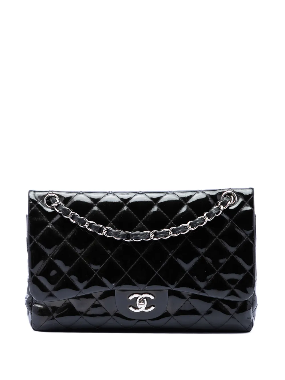 CHANEL Pre-Owned Borsa a spalla Jumbo Double Flap con finitura lucida 2012 - Nero