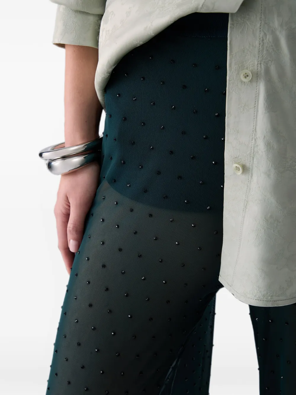 LIU JO Tulen broek met borduurwerk Groen