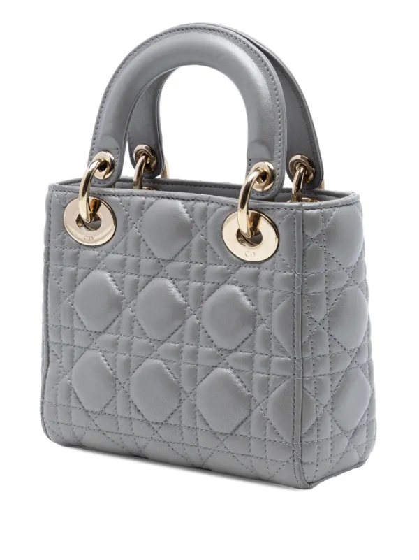Christian Dior Pre-Owned 2017 Mini Metallic Lambskin Cannage Lady