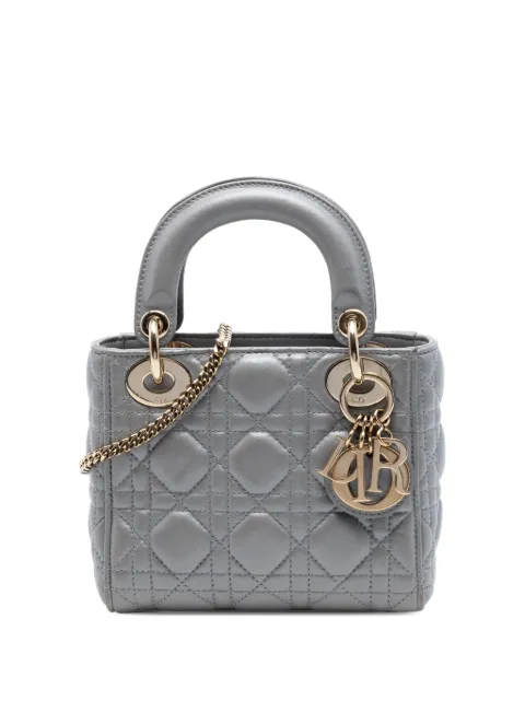 Christian Dior Pre-Owned 2017 Mini Metallic Lambskin Cannage Lady Dior satchel