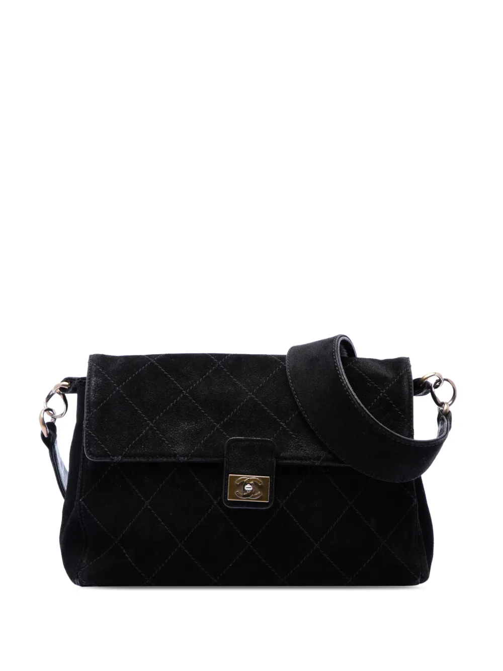 CHANEL Pre-Owned Borsa a spalla CC trapuntata CC in pelle scamosciata 2002-2003 - Nero