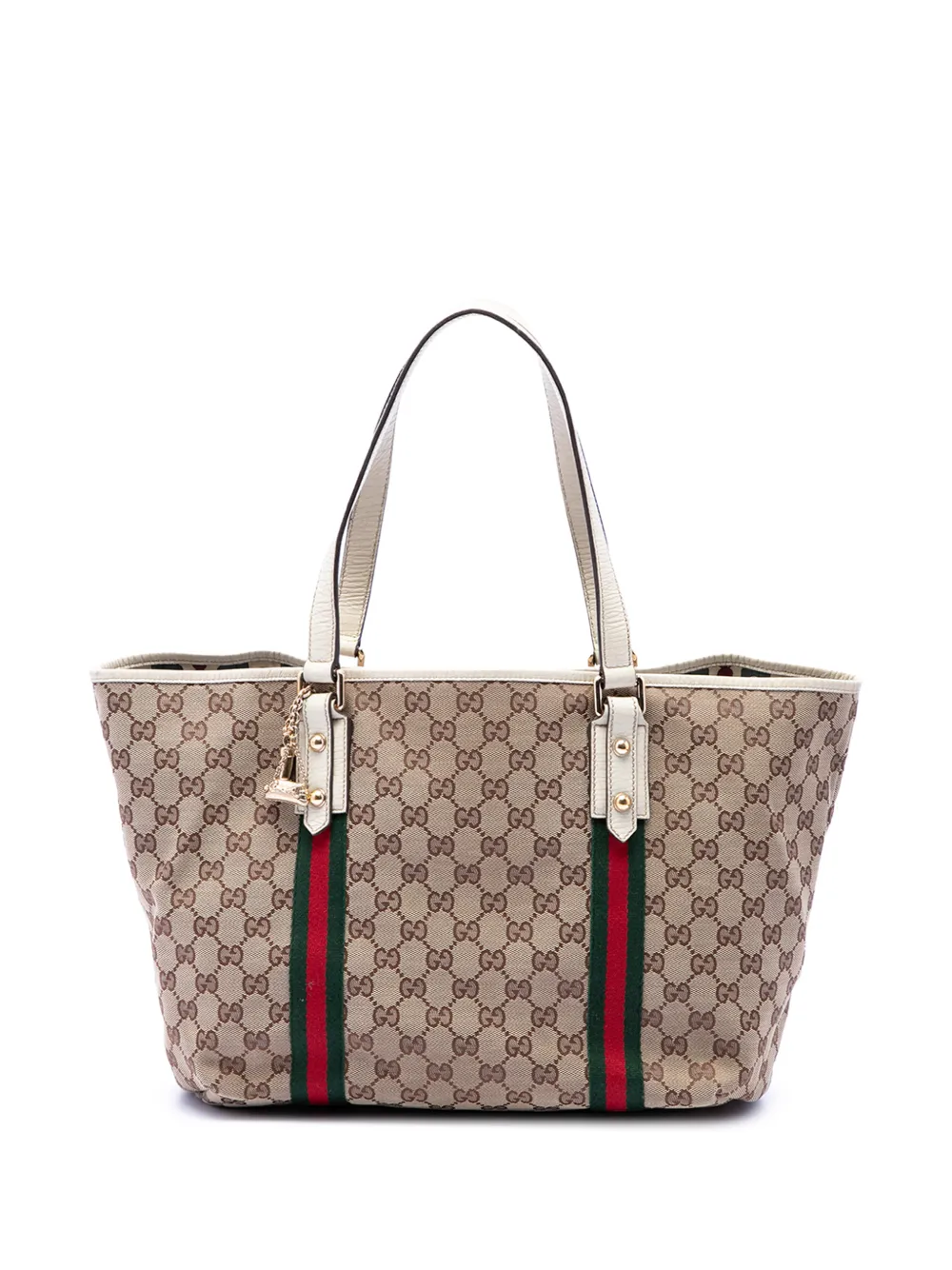 Gucci Pre-Owned Borsa tote Jolicoeur grande in tela GG Web 2000-2015 - Bianco