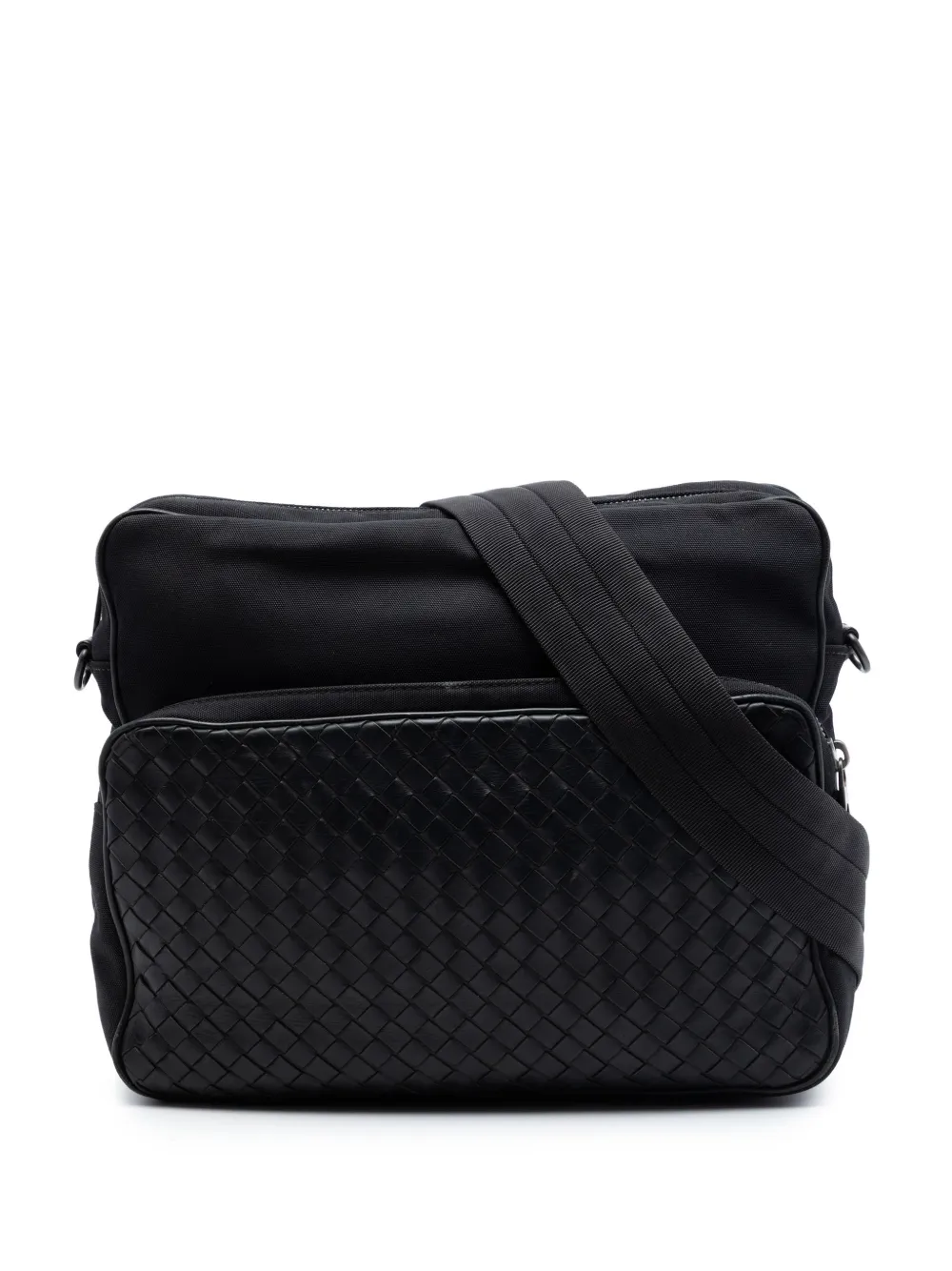 Bottega Veneta Pre-Owned Borsa a tracolla Intrecciato in nappa con finiture in tela 2012-2026 - Nero