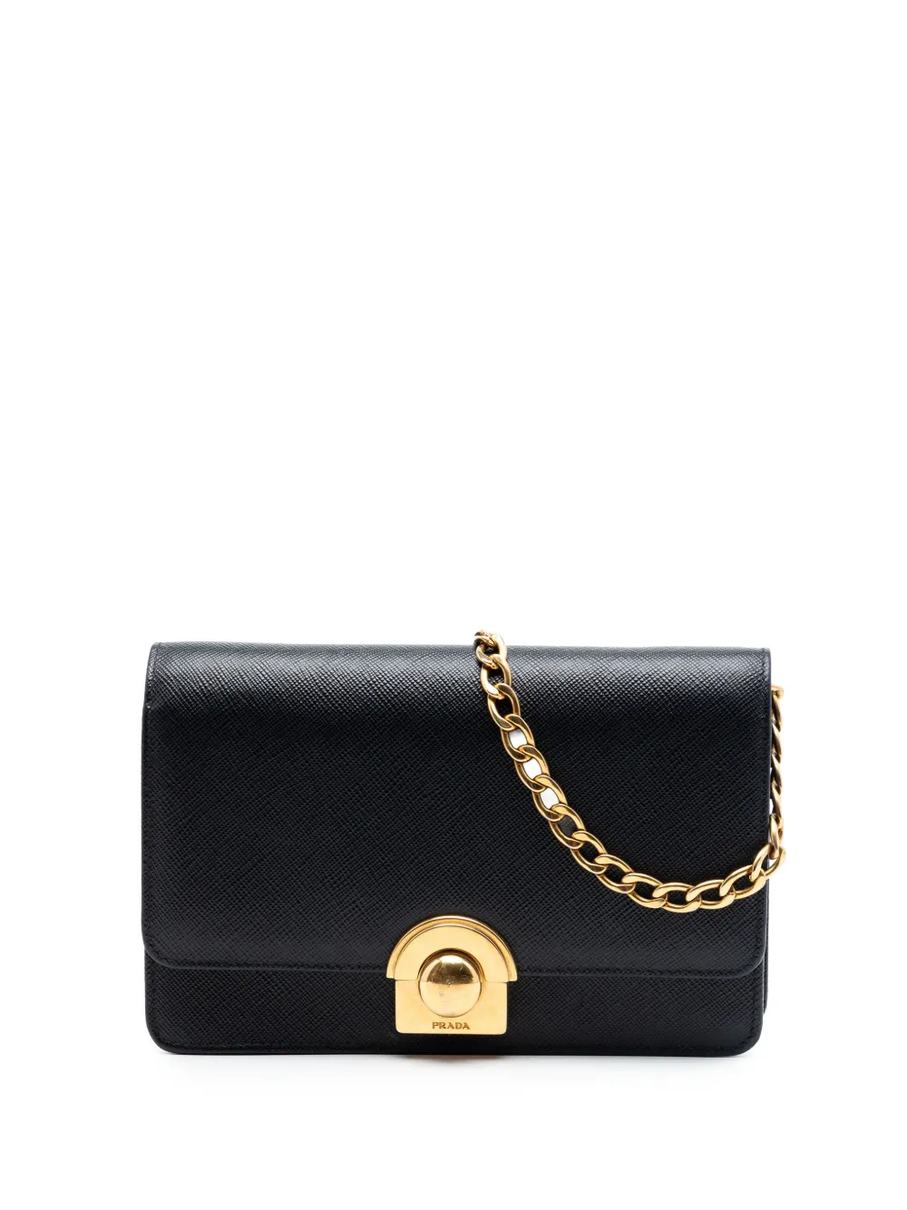 Prada Pre-Owned Borsa a tracolla Arcade in pelle Saffiano con catena 2010-2026 - Nero