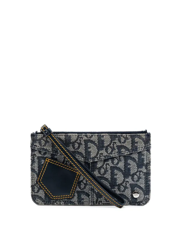 Dior Pre-owned 2001 Diorissimo Trotter Canvas Wristlet Pouch in Blue