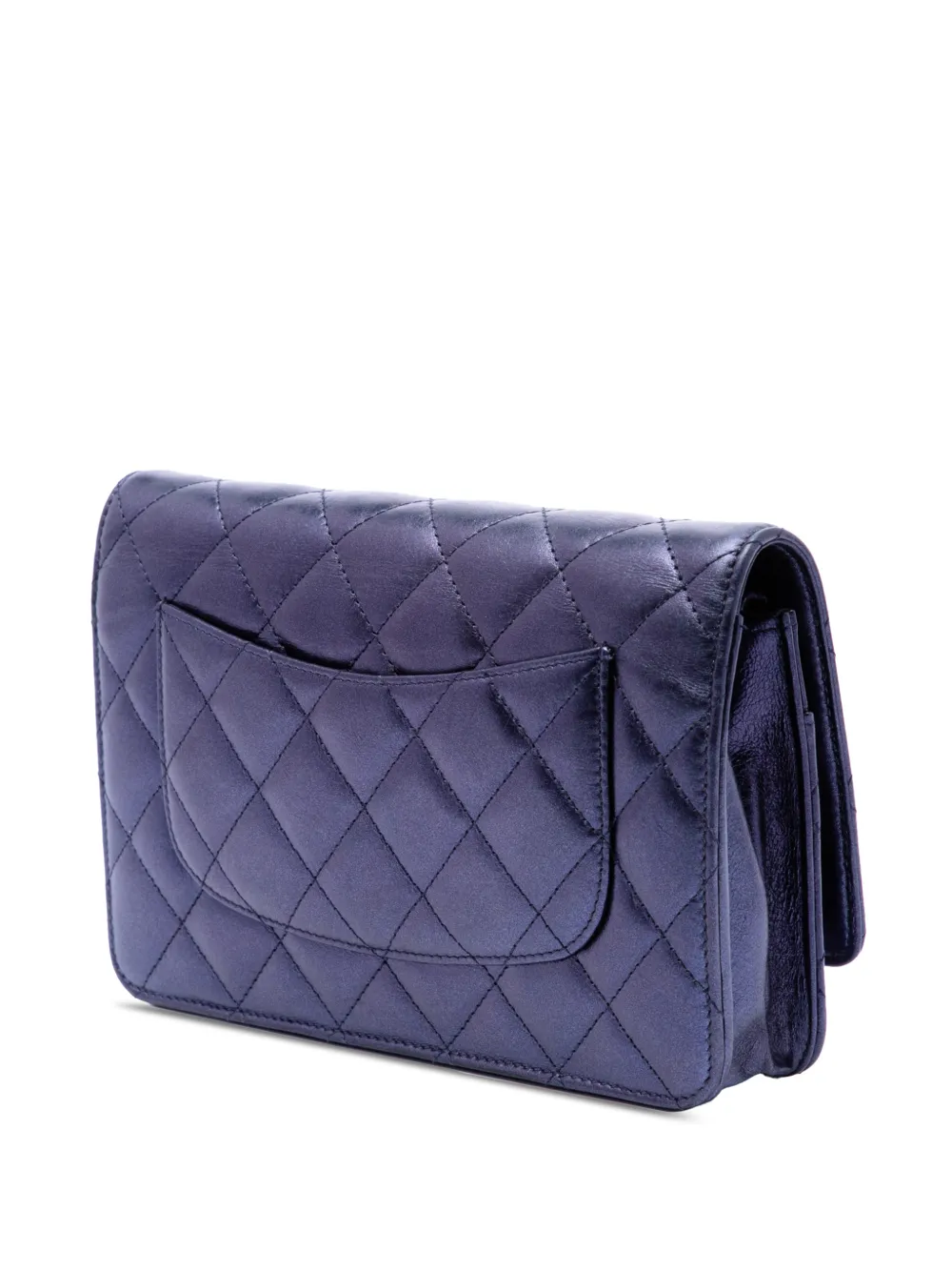  Chanel Pre-owned 2008-2009 Quilted Shiny Aged Calfskin Reissue 2.55 Wallet On Chain Crossbody Bag - Bleu 