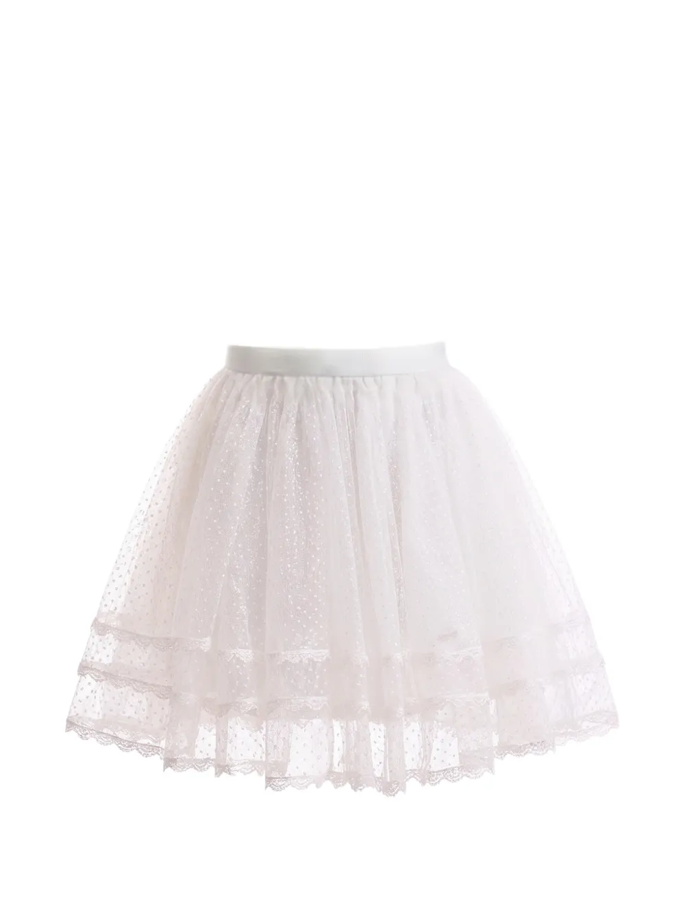 Gemy Maalouf Point D'esprit Tiered Skirt In White