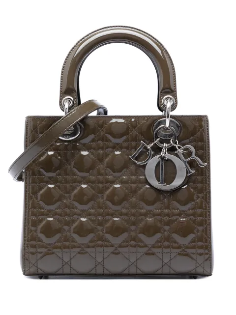 Christian Dior Pre-Owned bolsa satchel Cannage Lady Dior mediana de charol 2011