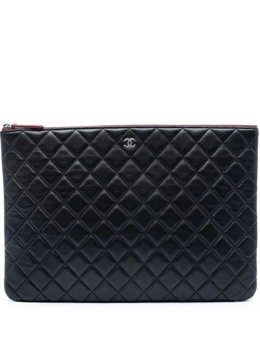 CHANEL Pre-Owned Clutch O Case grande in pelle di agnello trapuntata 2013-2014 - Nero