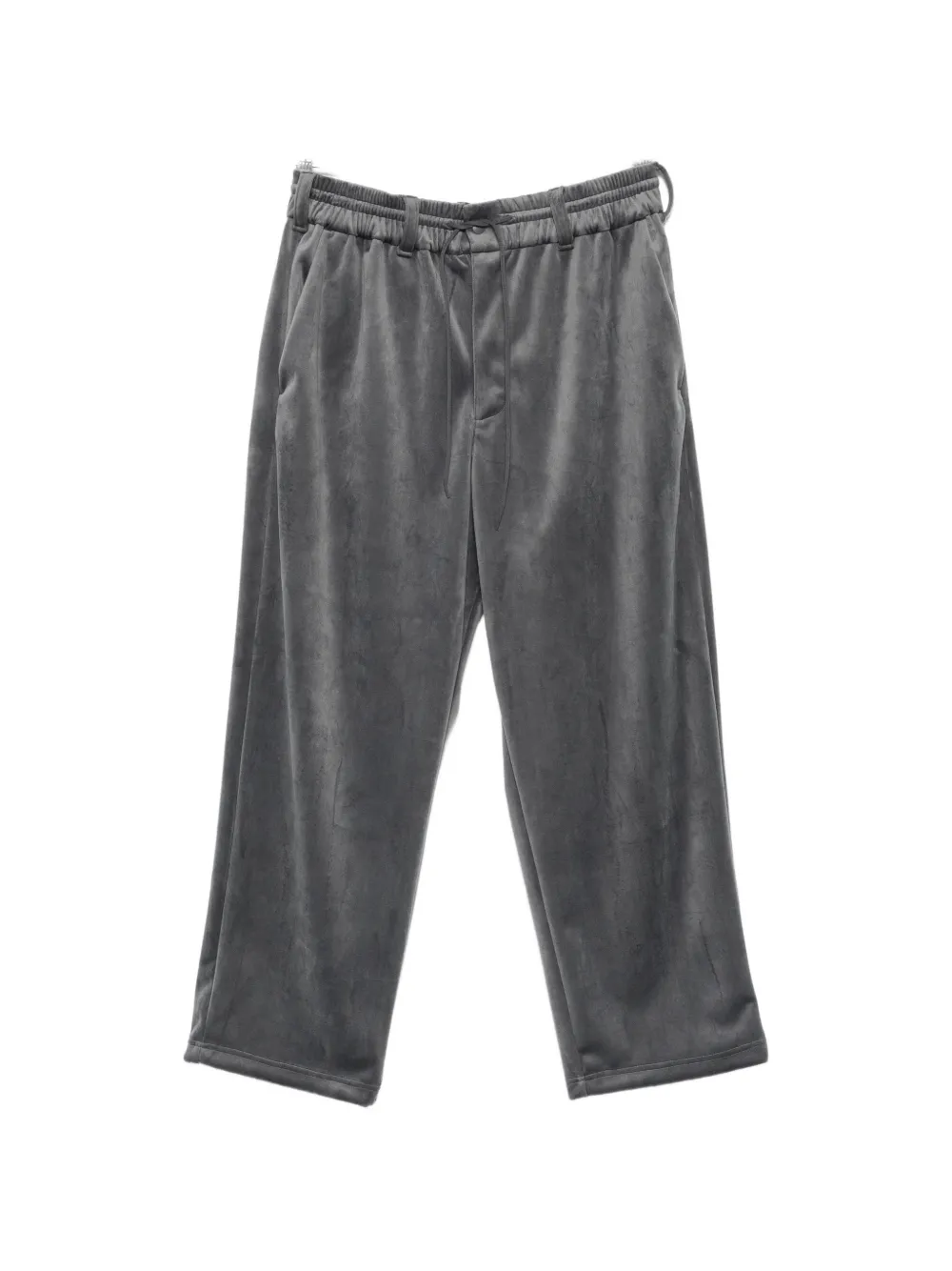 Y-3 logo-print wide-leg velvet-texture trousers - Grigio
