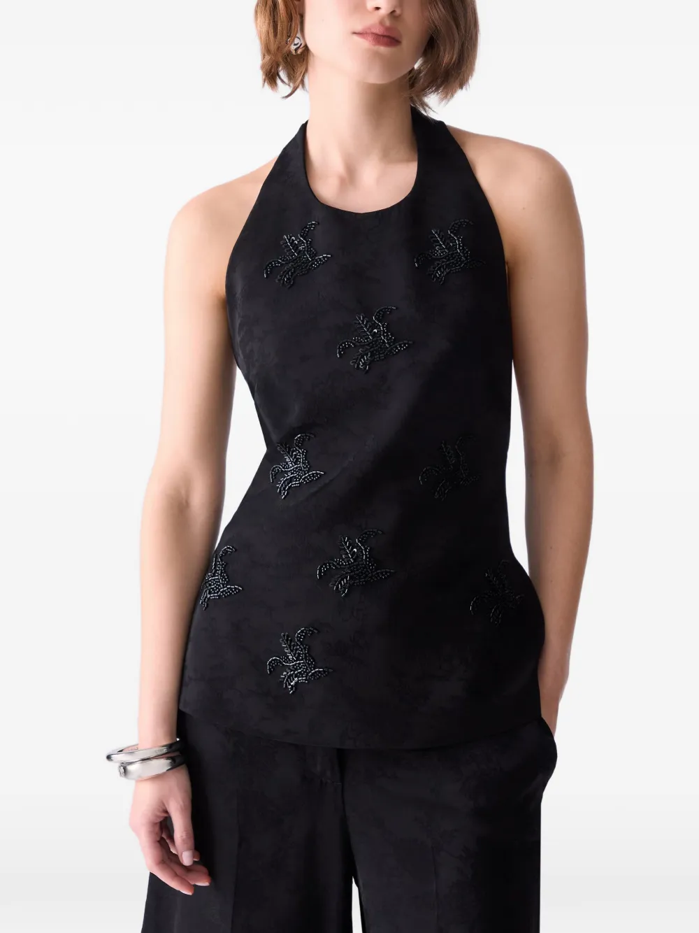 LIU JO Top met geborduurd juweel en jacquard Zwart