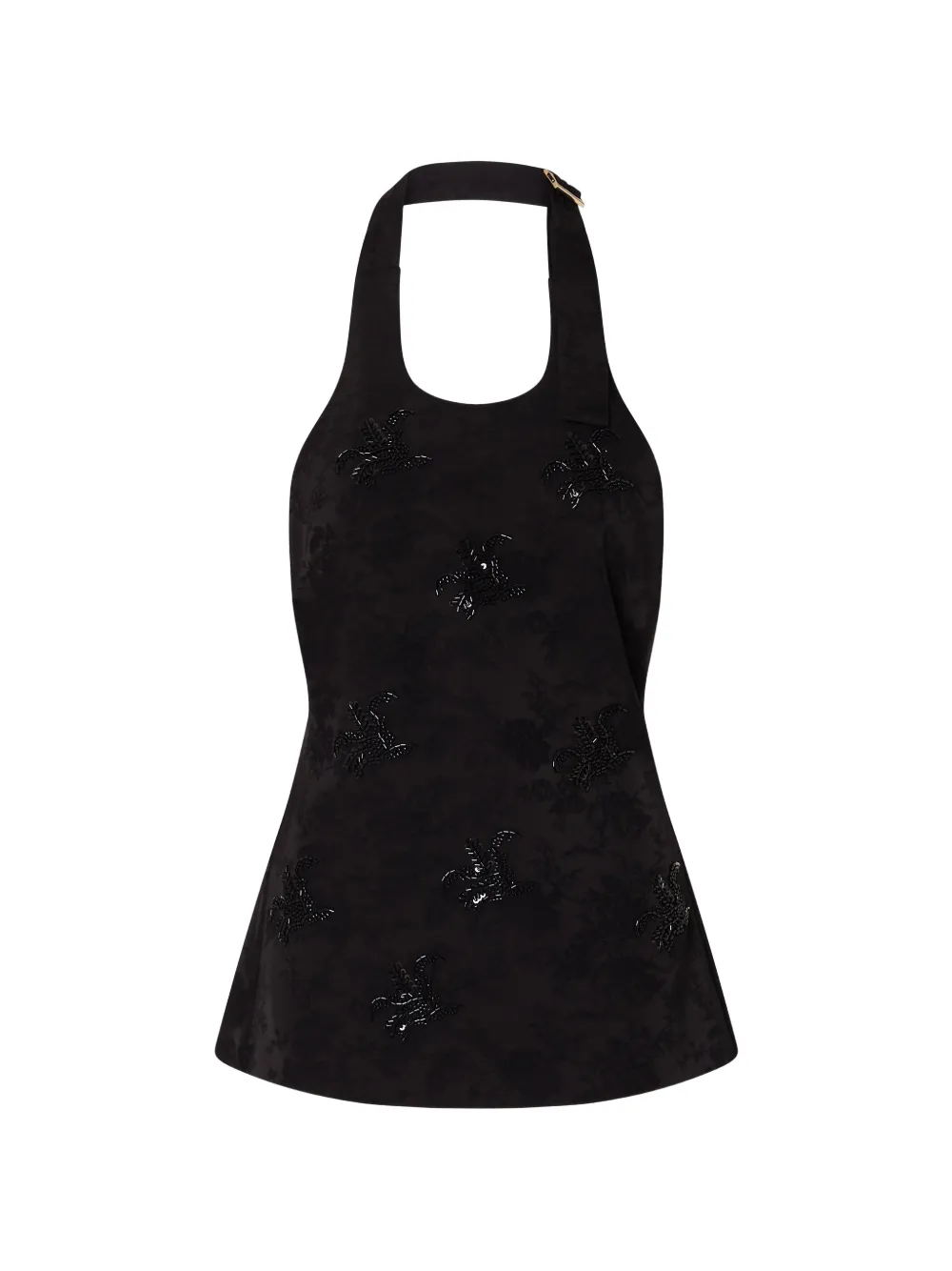 LIU JO jacquard top with jewel embroidery - Nero