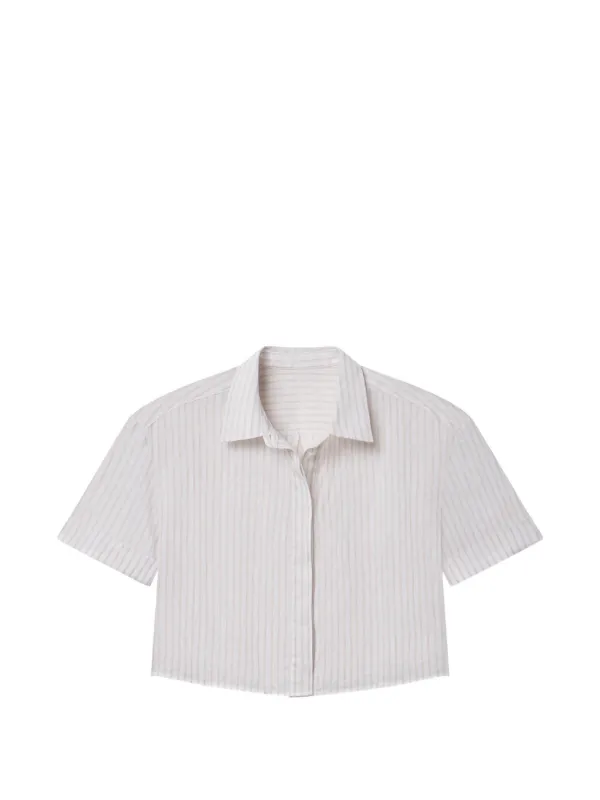 A.L.C. Mel Striped Short-sleeve Shirt in White