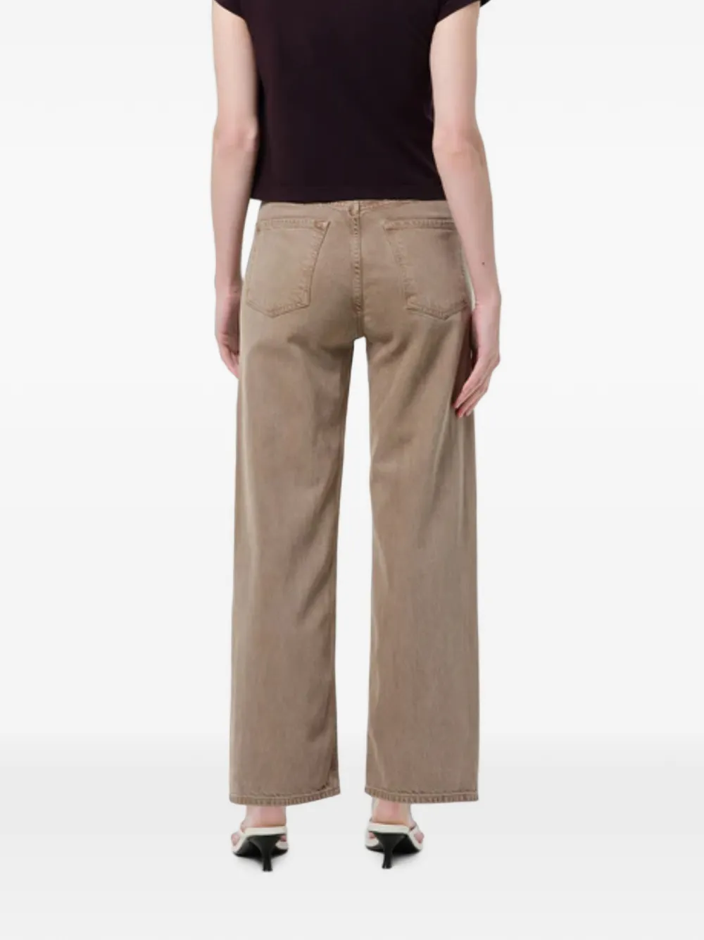 AGOLDE Ren high waist jeans met wijde pijpen Beige
